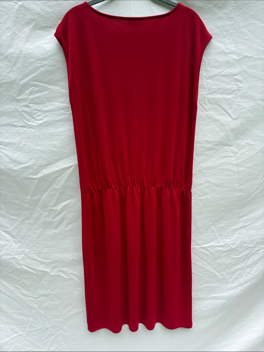 Talbots Red Midi Cap-Sleeve Elastic-Waist Dress - Picture 6 of 9